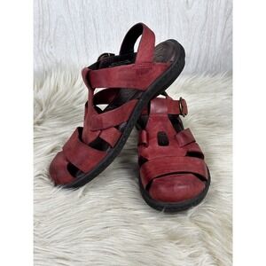 Born‎ Red Leather Gladiator Sandals Womens 8 Buckle Comfort Casual Chic